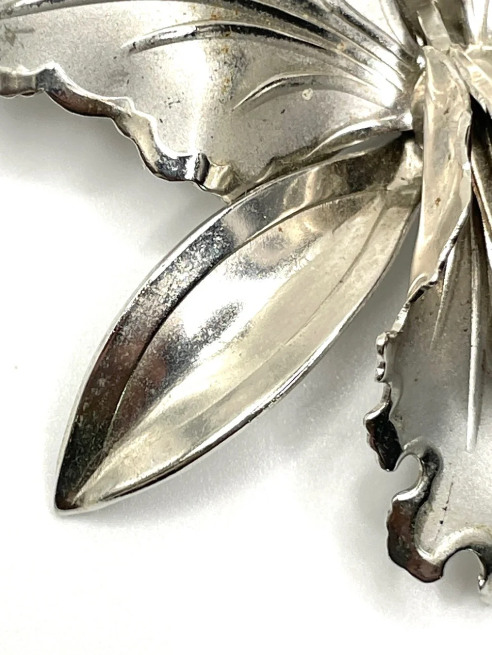 Vintage Mid-Century Silver Tone Orchid Pin Brooch